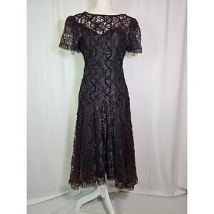 Vintage Shuet Young for HW Collection Lace Dress, Size 6 Black/Brown Whimsigoth